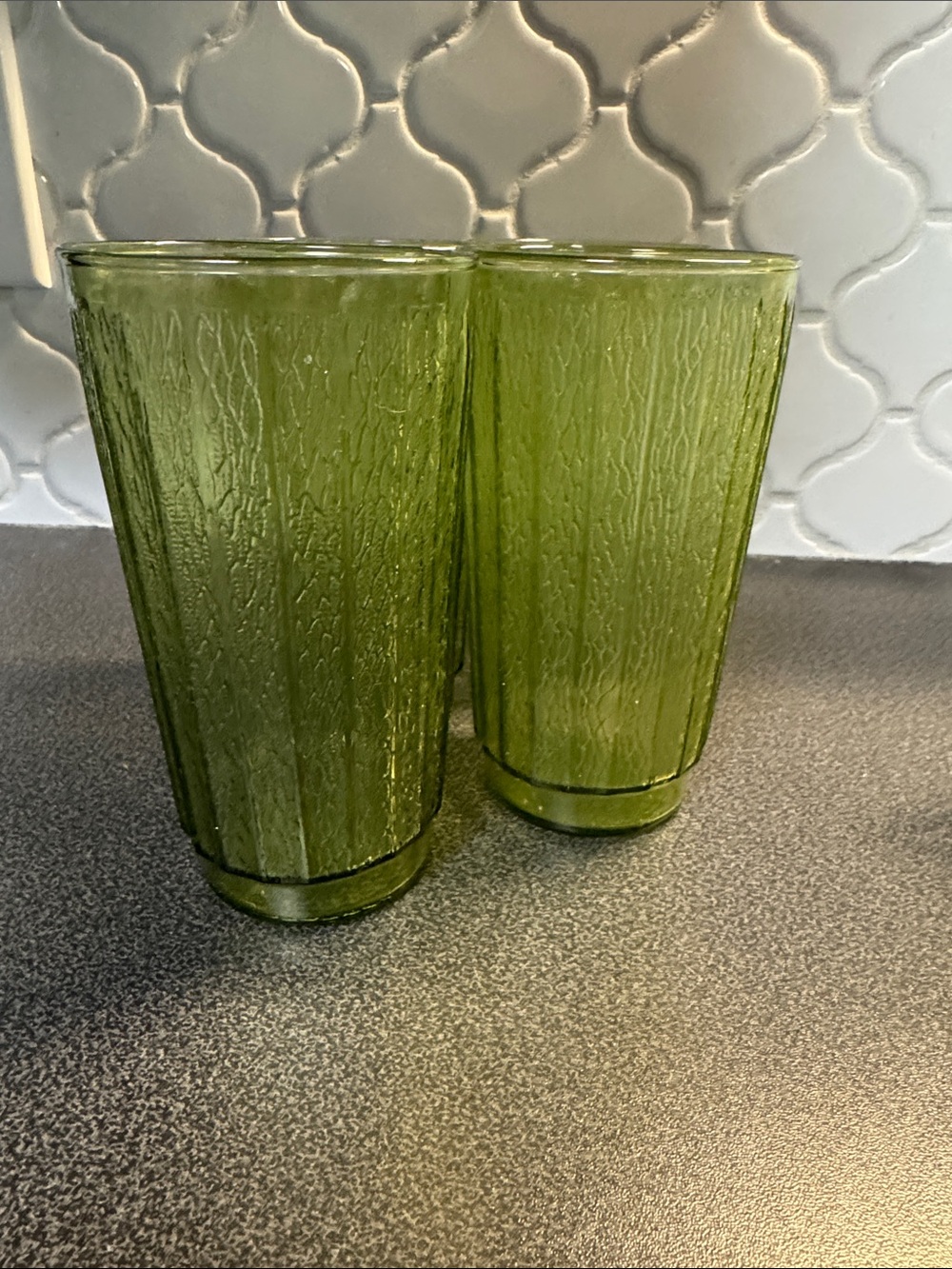 Vintage spruce wood green glasses by Anchor Hocking